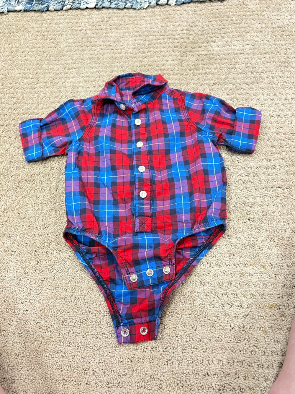 OshKosh B'gosh Infant Onsie Plaid 12 Months Long Sleeved